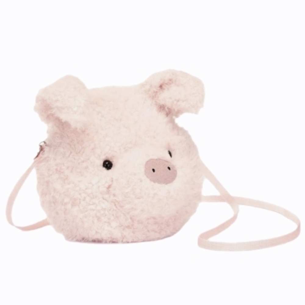 Jellycat Little Pig Bag 7.5x7.5x2" 47" Strap Soft & Plush BNWT Authentic